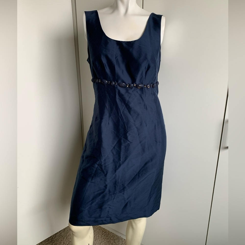 *NWT* Boden satin navy blue sleeveless knee length A-line dress